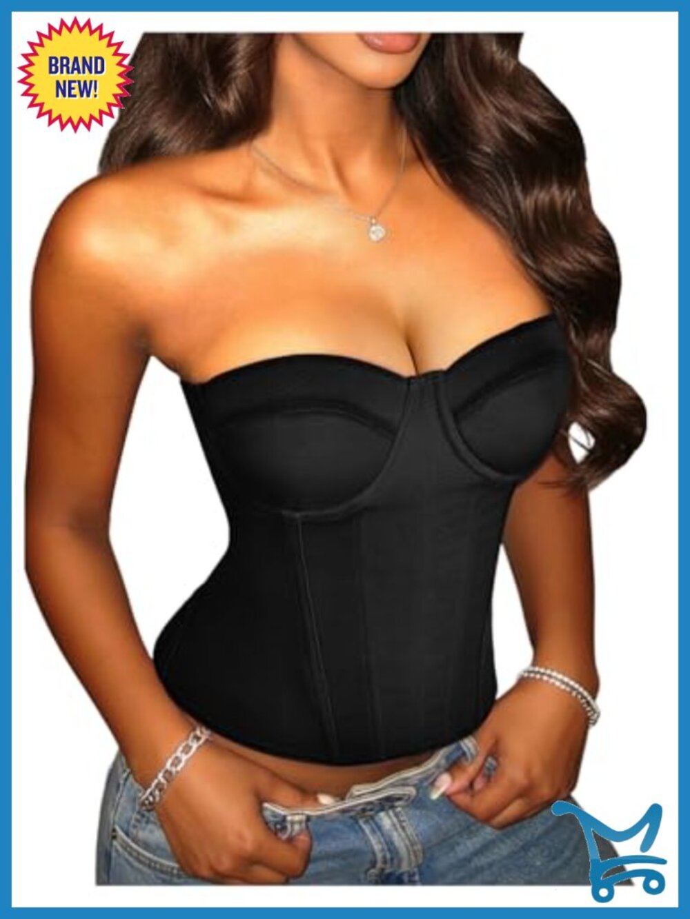 WDIRARA Strapless Bustier Corset Lace Up Back Tube Top Clubwear